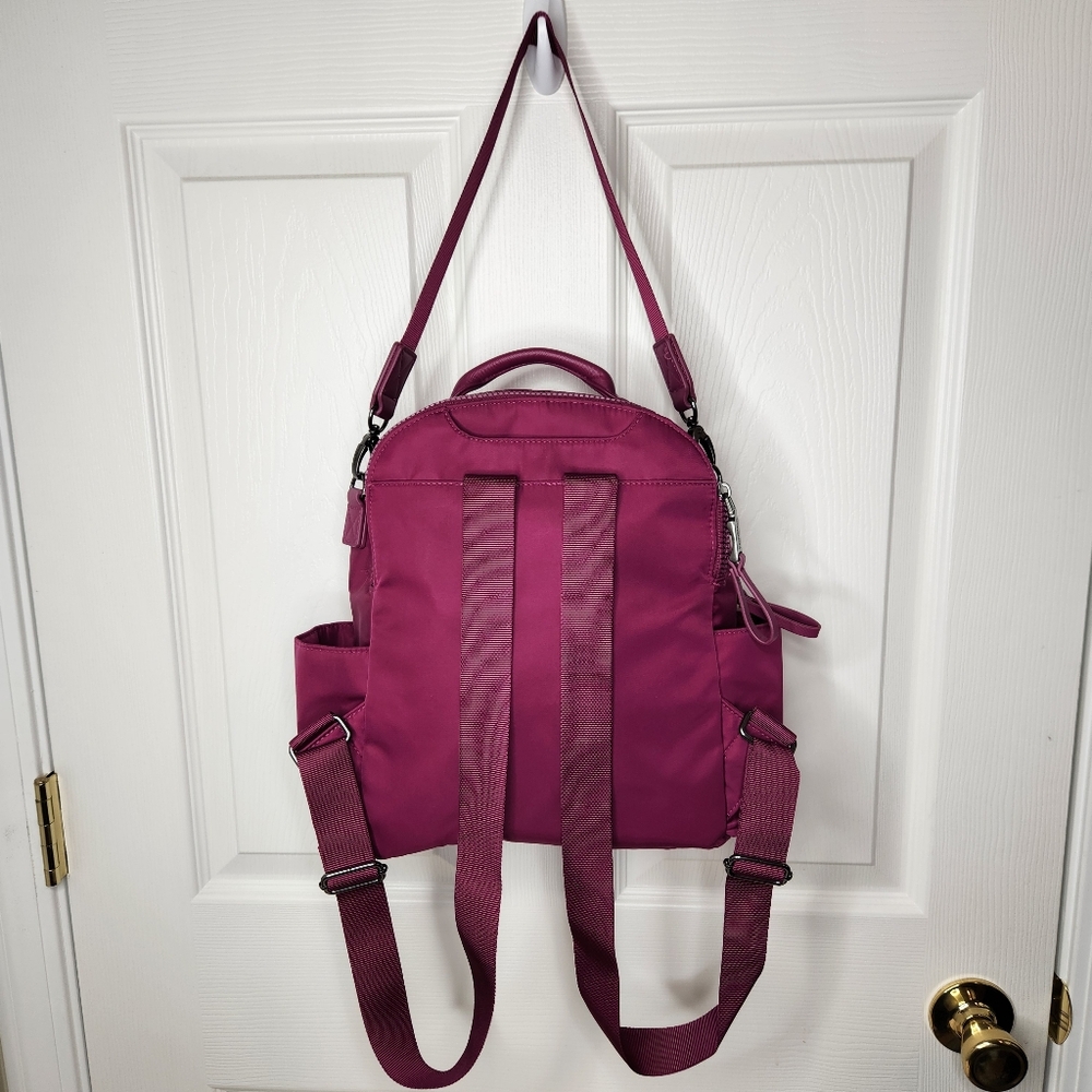 Baggallini Raspberry Convertible Nylon Backpack Crossbody - Picture 5 of 17